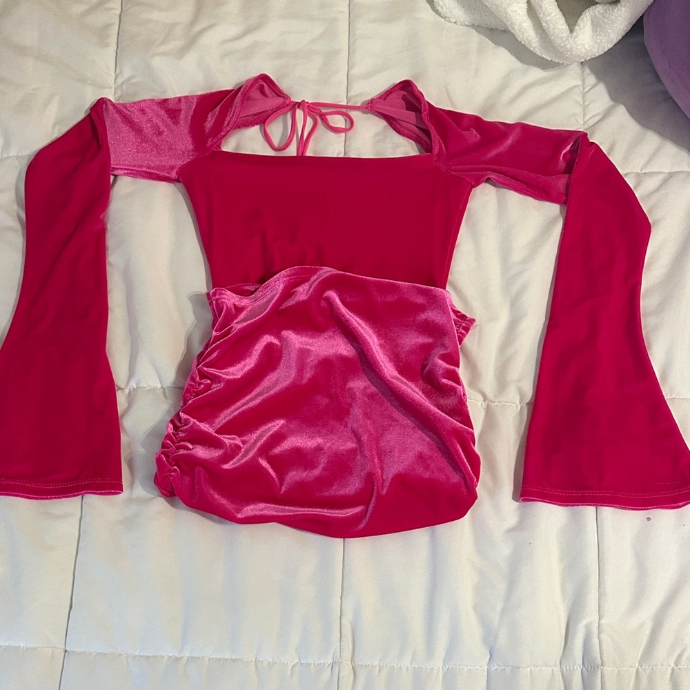 Pink Long Sleeve Bodycon Dress